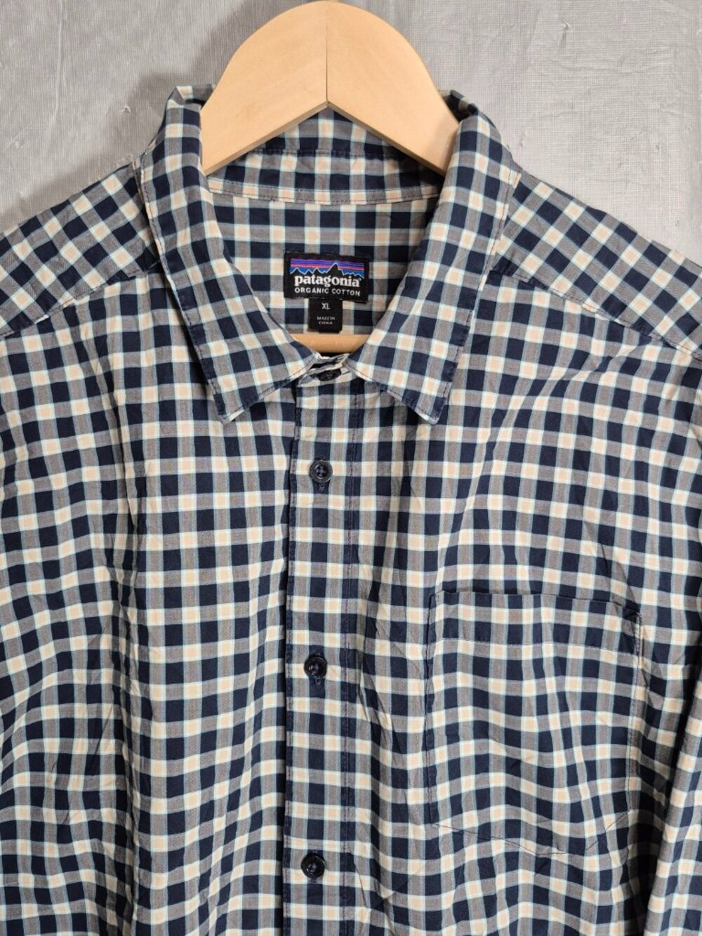 Patagonia Dress Shirt Organic Cotton Mens Plaid Check XL Pocket Logo 0609